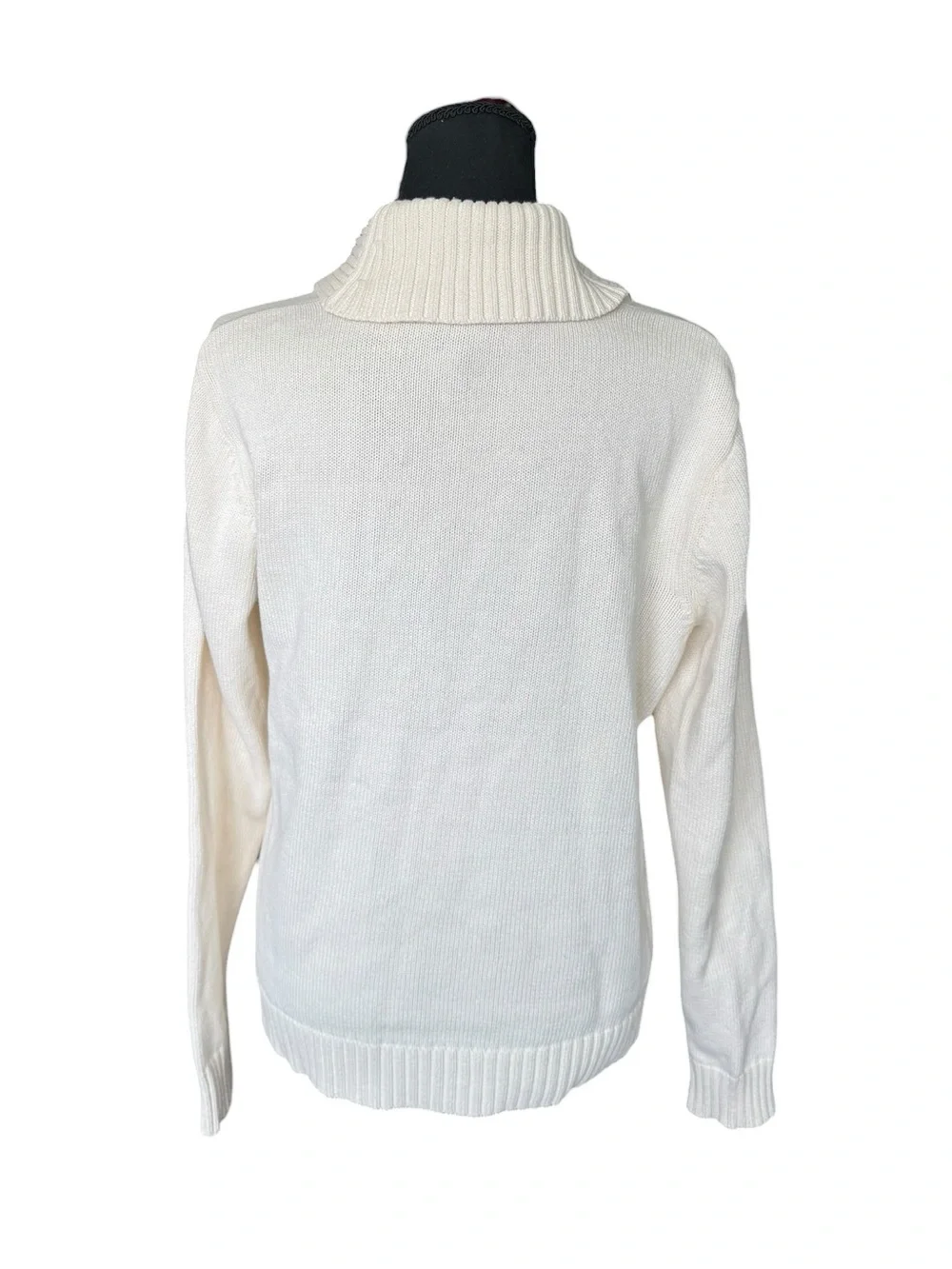 Lauren Ralph Lauren Cream Toggle Sweater Shawl Collar Cotton Knit Large F67 - Picture 2 of 7